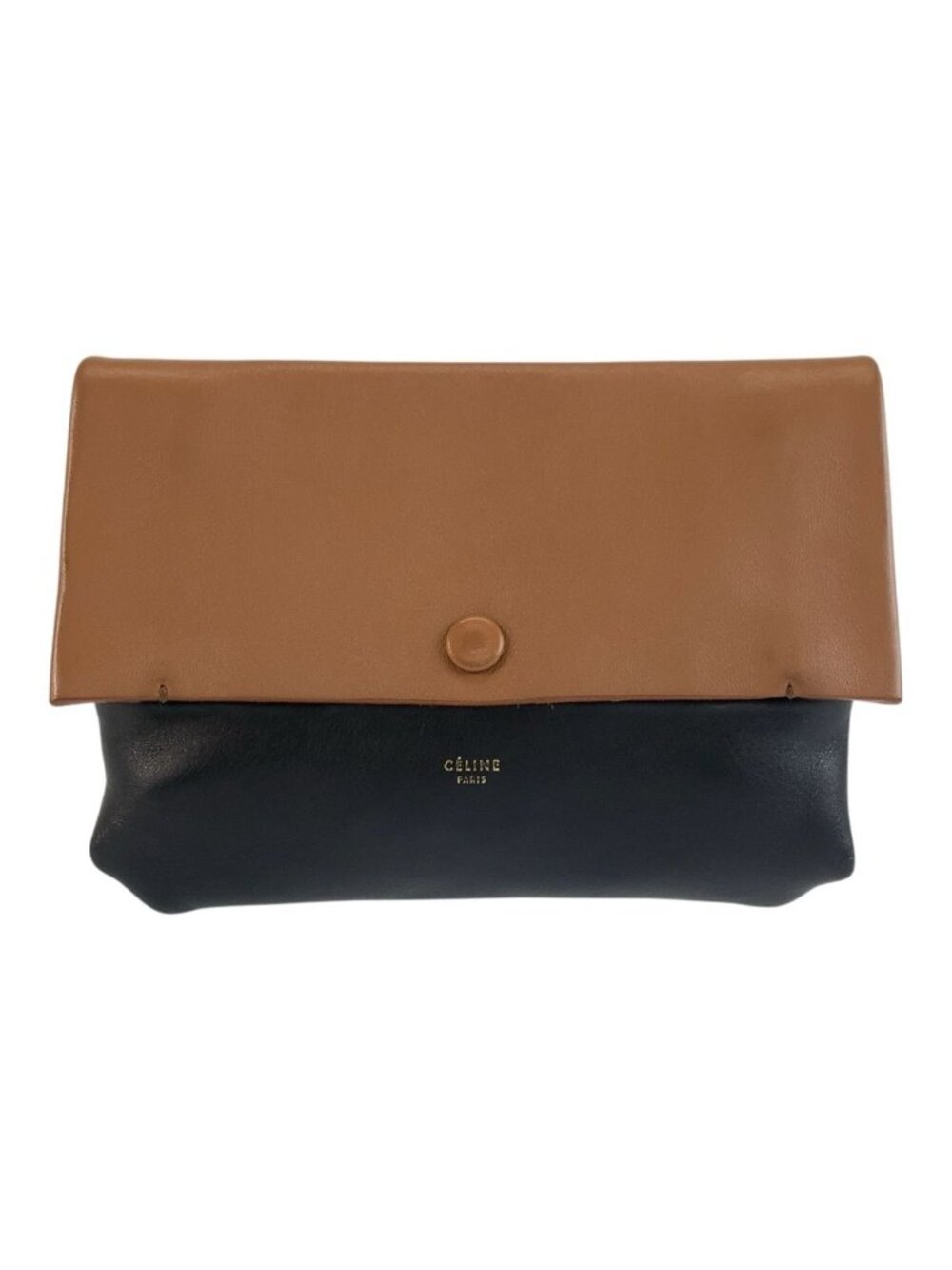 Celine All Soft Brown Black Leather Pouch Case